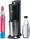Wassersprudler Crystal 3.0 Quick-Connect CO2-Zylinder und 3x Glaskaraffen, Silber, Schwarz/Titan
