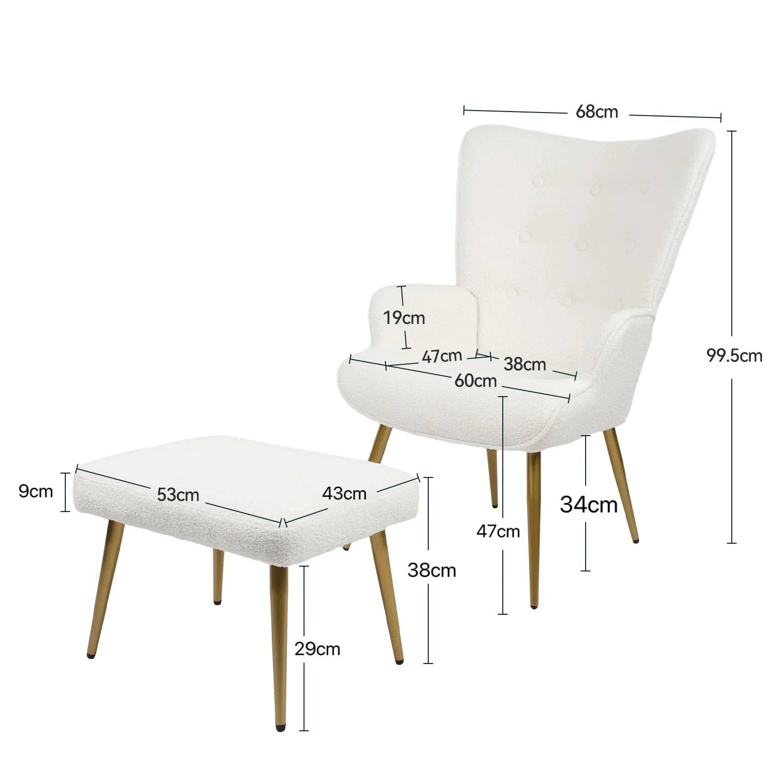Schaukelstuhl mit Hocker, Armlehne, Relaxsessel für Schlafzimmer, Wohnzimmer